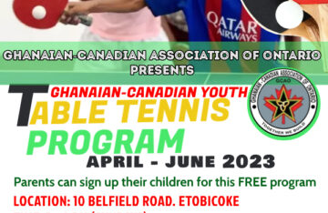 Ghanaian-Canadian Youth Table Tennis Program (April– June 2023)